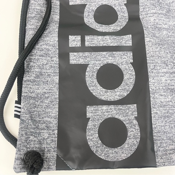 ADIDAS Gray And Black Sack Pack String Bag Sling Gym Bag - Picture 3 of 12